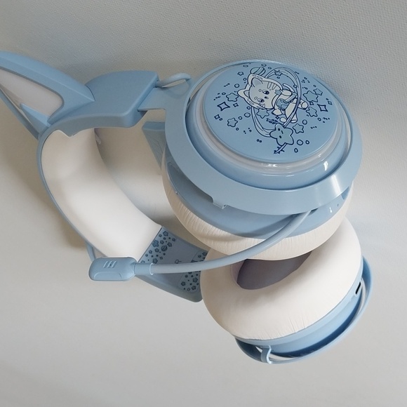 SOMIC Wireless Gaming Headset Blue 3D Light Up Cat Ear Prof Sound PC Games Movie - Picture 7 of 12